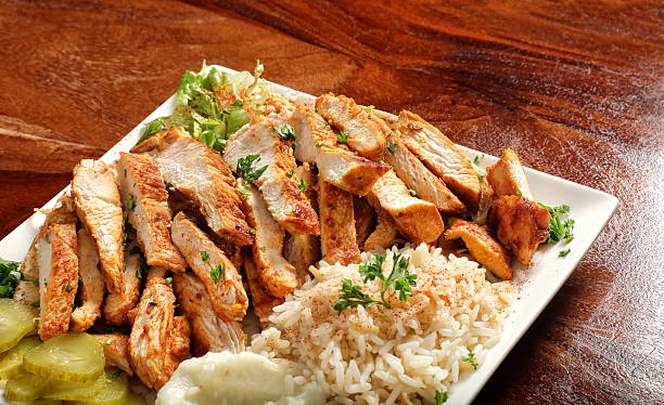istock Chicken Shawarma dish with rice, Middle Eastern Food 2221957194
