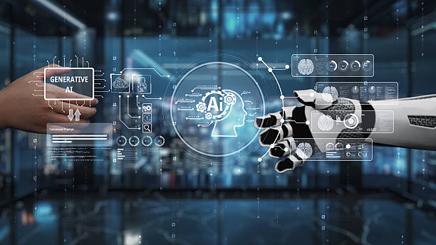 istock Futuristic Interaction Between Human Hand and Robotic Hand Illustrating Generative AI Technology in a High-Tech Environment. Auvana 2221966099