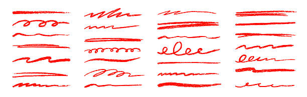istock Red line underline crayon pencil brush stroke set. Handwritten highlight doodle sketch scribble underline set. Crayon stroke hand drawn red color text highlight shape. Vector 2221966290