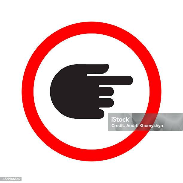 Direction Hand Red Directional Sign Featuring A Hand Pointing To The Right Within A Red ...