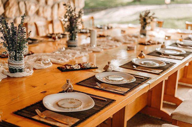 istock Wedding table setting and gifts for the guest. 2221966832