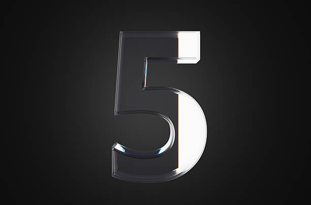 istock Close-up glass number five on black background. 3d rendering illustration 2221968501