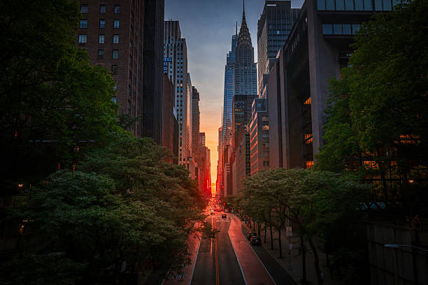 istock Looking Down 42nd Street at Sunset 2221984393