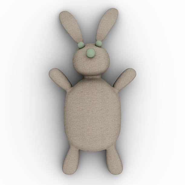 istock Plush Bunny Rabbit Cute, Charming and Funny Toy. 3D Illustration. File with Clipping Path. 2221985045