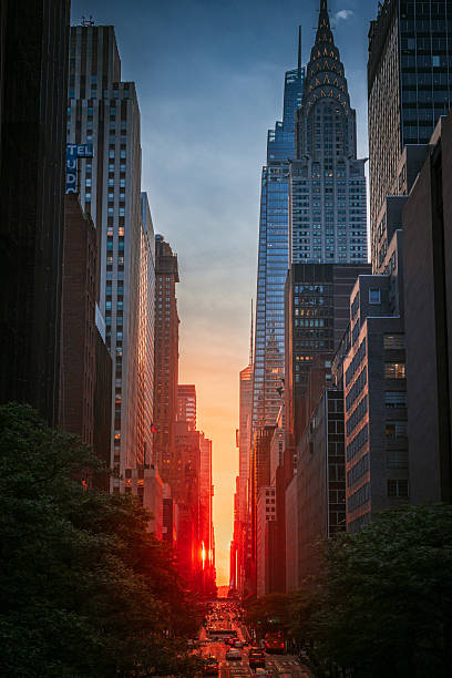 istock Looking Down 42nd Street at Sunset 2221985055