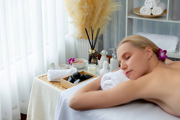 istock Aromatherapy massage ambiance or spa salon composition setup. Quiescent 2221989052