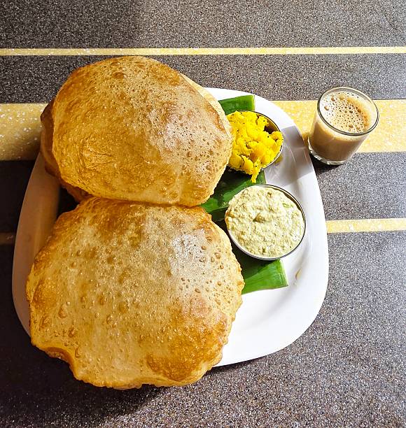 Delicious south Indian breakfast Puri or Poori