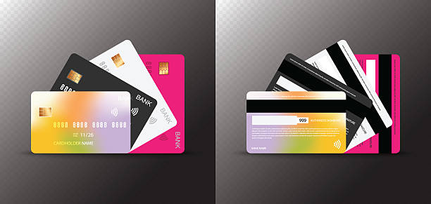 istock Realistic Credit and Debit Card Set – Multi-Colored Plastic Bank Cards Fanned Out, Front and Back View Vector Illustration 2221990599