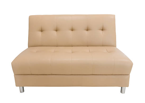 istock Front view of single beige or cream sofa isolated on white background with clipping path 2221995013