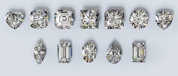 istock Twelve diamonds of popular cut styles on white background 2222001652