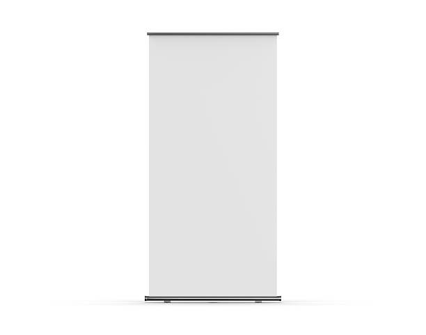 istock Retractable banner mockup, standee roll up banner mock up template on isolated white background, 3d illustration 2222002643