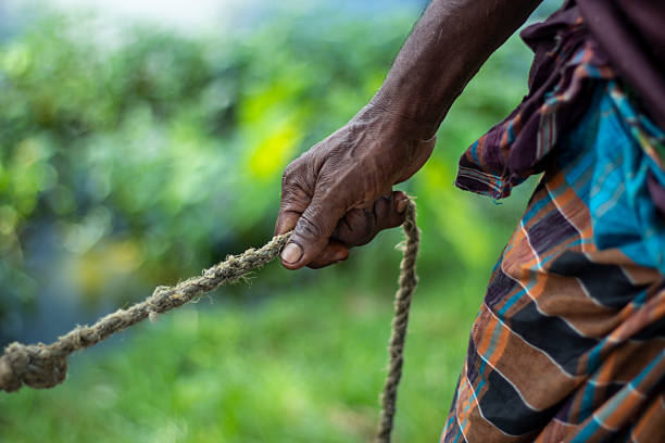 istock An old poor man is pulling on a rope to save his life and background blur 2222008207