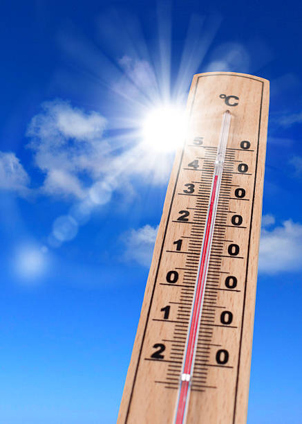 istock Blistering Heatwave: Thermometer Peaks Under Fiery Sun 2222011319