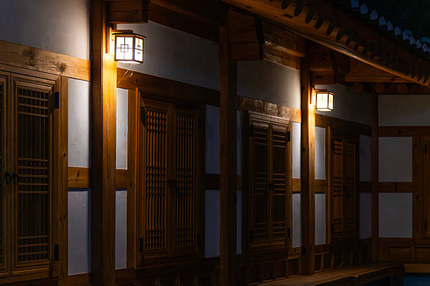 istock traditional Korean house in the night 2222014451