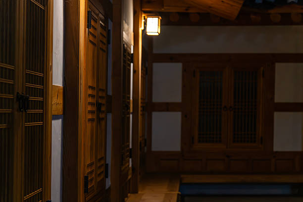 istock traditional Korean house in the night 2222014465
