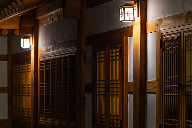 istock traditional Korean house in the night 2222014477
