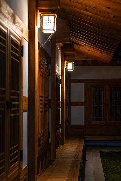 istock traditional Korean house in the night 2222014496