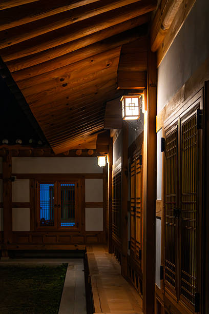 istock traditional Korean house in the night 2222014497