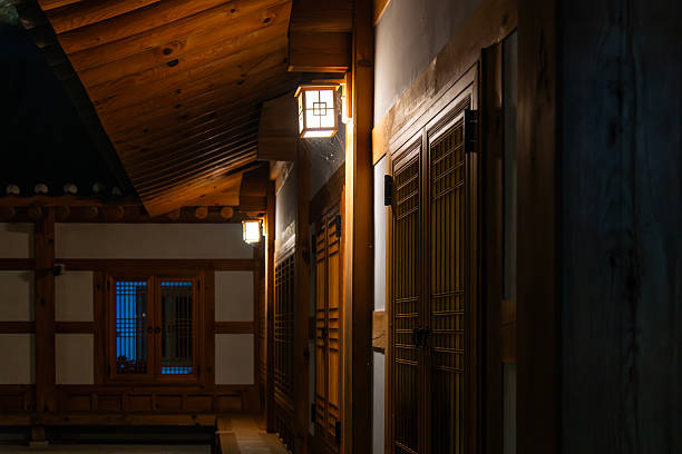 istock traditional Korean house in the night 2222014499