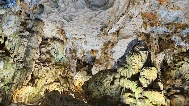 istock A stunning view of intricate stalactites and unique rock formations inside Thien Cung Cave, located in Ha Long Bay, Vietnam. 2222026435