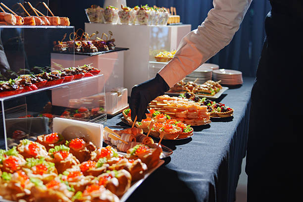 istock Elegant catering setup showcases gourmet bites at an upscale event 2222026733