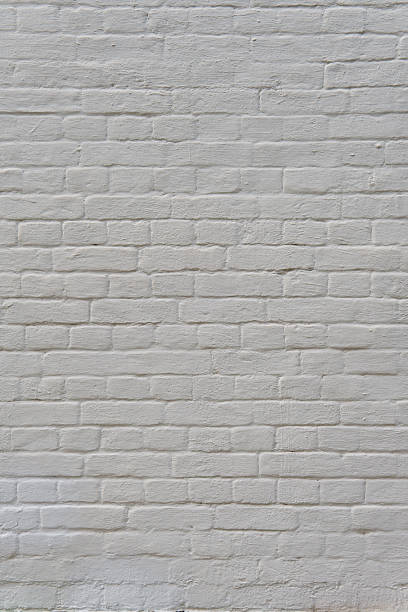 istock A thick layer of white paint covers the brick wall, highlighting its rough texture. 2222033929