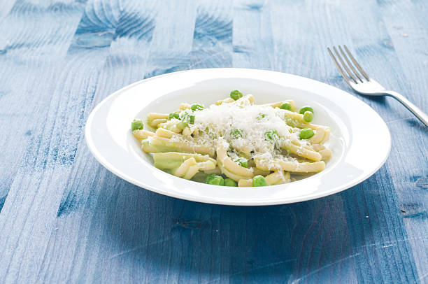 gragnano pasta with fresh green peas,italy