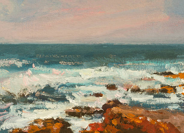 istock Sea oil painting. Abstract turquoise seascape. 2222040995