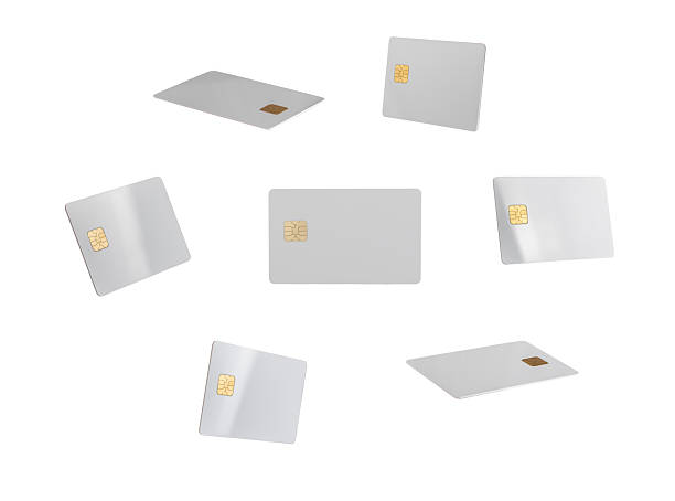 istock Bank card mockup in different angles and positions. Glossy, clear plastic design showcasing credit 2222042941