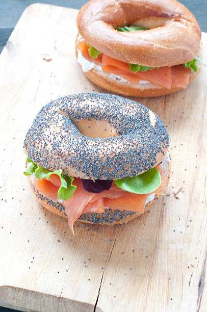 Bagels with salmon and fresh cream