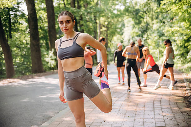istock Getting ready, standing. Group of runners are together outdoors 2222047831