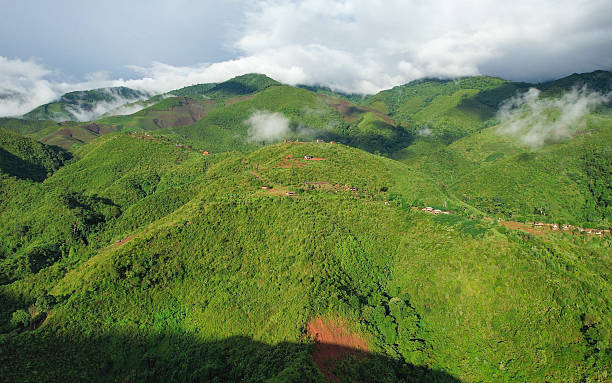 istock Aerial landscape view of greenery mountain by drone 2222051177