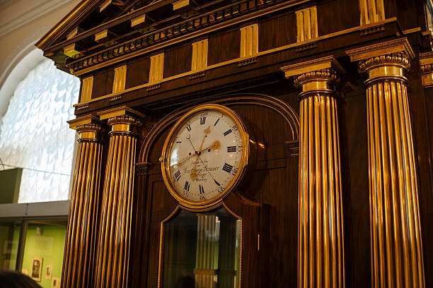 May 15, 2025, St. Petersburg, Russia. Craftsmanship is on display with this ornate clock located at the Hermitage, exemplifying historical design and unique architectural features in the museum.