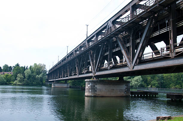 beautiful old wrought iron bridge on Ticino river