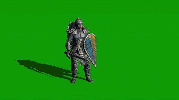 a knight fighting dragon, dragon versus man 3D render