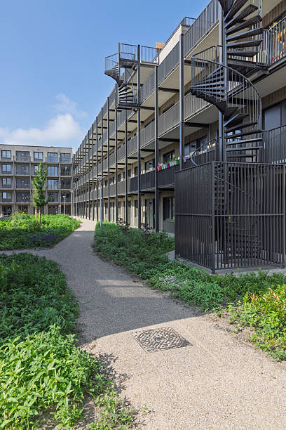 istock Modern modular housing in Utrecht, multi-story temporary apartments. 2222074363
