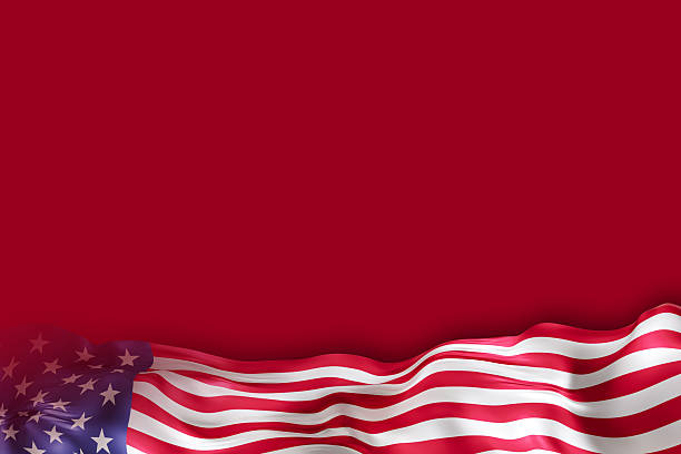 istock A vivid representation featuring the USA flag waving against a solid red backdrop creates an ideal setting for text and graphic content. Captivating and versatile for diverse themes 2222076199