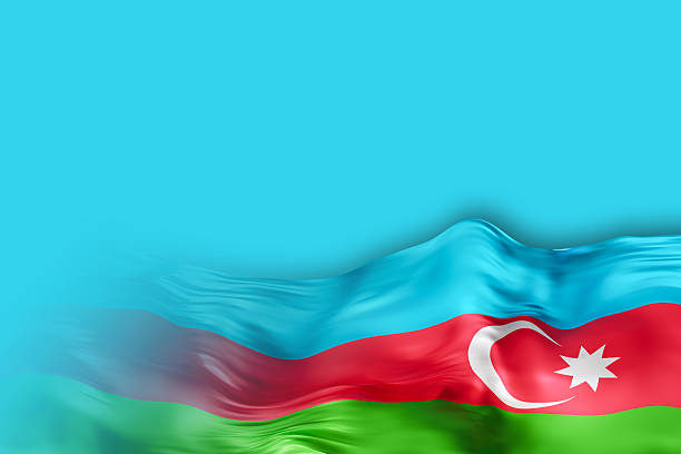 istock Waving Azerbaijani national flag in a bright blue background creates a striking visual. The design allows space for text, suitable for announcements or promotions related to Azerbaijan 2222076228
