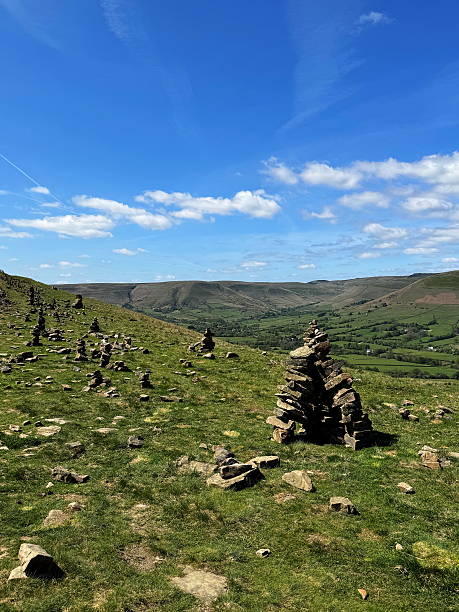 istock Stone cairns along the Mam Tor Ridge Path in Peak District, UK. 2222076955
