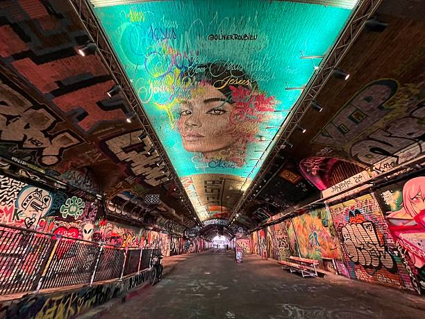 England - London - Leake Street Arches Leake Street Tunnel, more commonly known as the The graffiti tunnelis one of London's coolest street art venues.Nestled beneath Waterloo station, it's an ever-changing canvas of colorful murals.Focus on this popular venue for street art loversApril 6, 2025