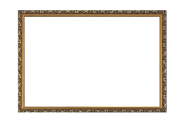 istock Yellow vintage blank empty wooden frame isolated on white background. 2222079718