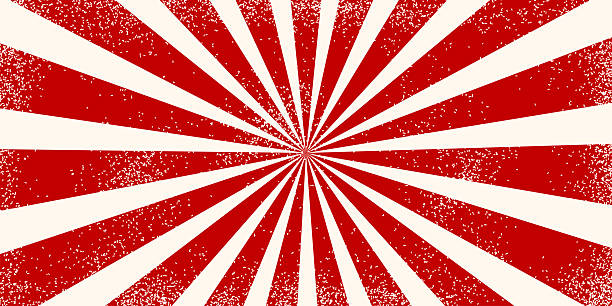 Retro background of retro, abstract striped sunburst.  Vintage poster sun or star burst radial lines with grunge texture, circus, carnival, summer fair or chapiteau backdrop