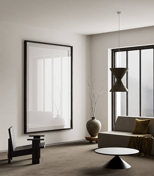 istock Natural living room harmony with modern minimalist touch. 3D illustration 2222092108