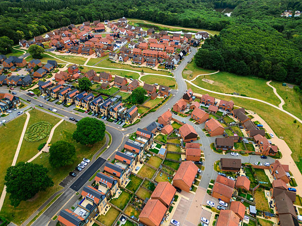 istock Aerial view of new housing development in southeast England 2222096239