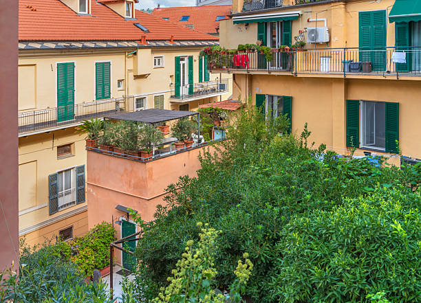 Architectural detail seen in Maurizio in Oneglia, a former town in northern Italy on the Ligurian coast, in 1923 joined to Porto Maurizio to form the Comune of Imperia.