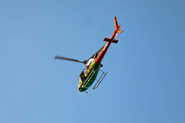 Aracaju, Sergipe Brazil - June 25, 2025: Police helicopter flying over the city.