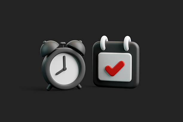 3d minimal time management concept. schedule notification. meeting reminder. Calendar with an alarm clock and bell icon. 3d illustration.