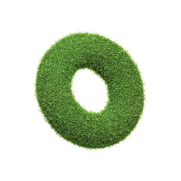 istock Capital letter O shaped from lush green grass, isolated on a white background. Side view. 3D render illustration 2222106980