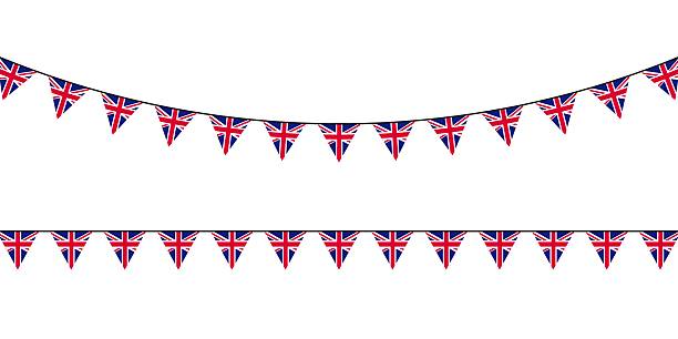 istock Bunting flags with Union Jack design, perfect for UK-themed events, British celebrations, or patriotic decorations. 2222109647