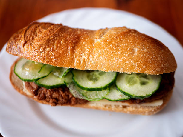istock Crispy Fried Chicken Sandwich with Fresh Cucumbers 2222109651